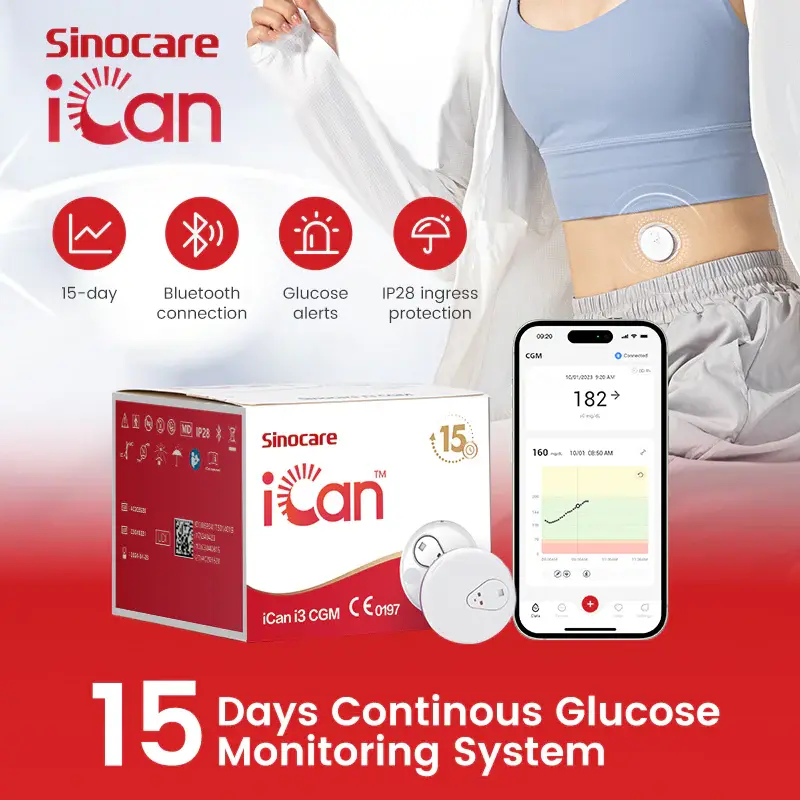 Thumbnail: 2 Pack Sinocare iCan i3 CGM 2 X 15 Days (30 days) Continuous Glucose Monitoring