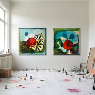 Red and Blue paintings from Amanda Ketterer
