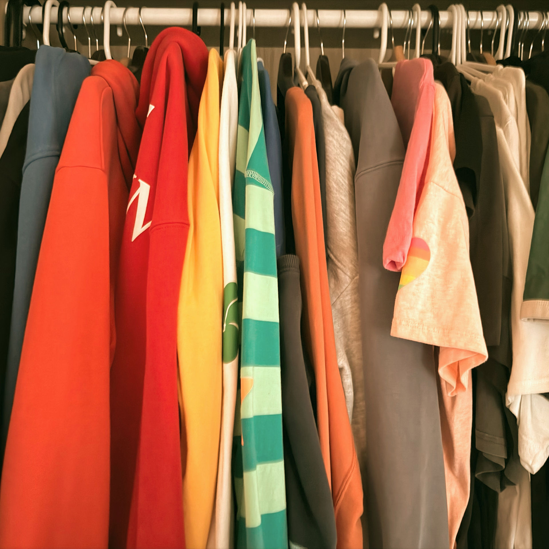 colourful clothes waiting to be chosen