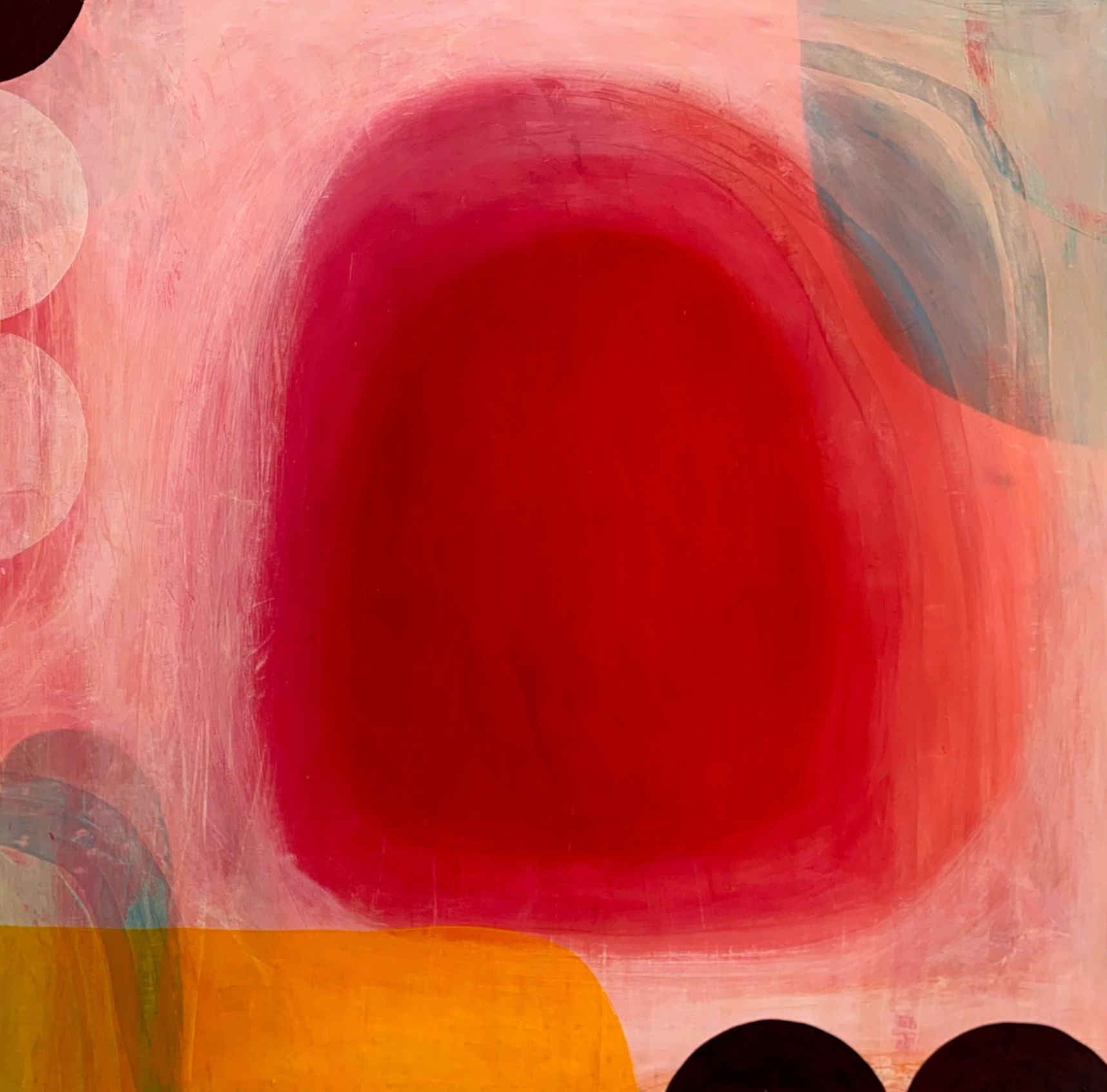 Little Joy botanical poster with colourful abstract plant forms and layered painterly textures by artist Amanda Ketterer.