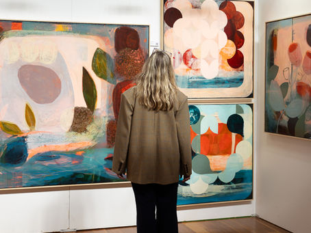 Paintings and a viewer