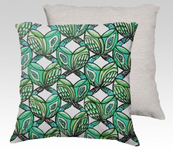 Aqua Birds Pillow