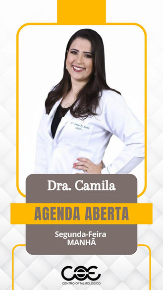 Dra. Camila Honório, médica oftalmologista, foto profissional.