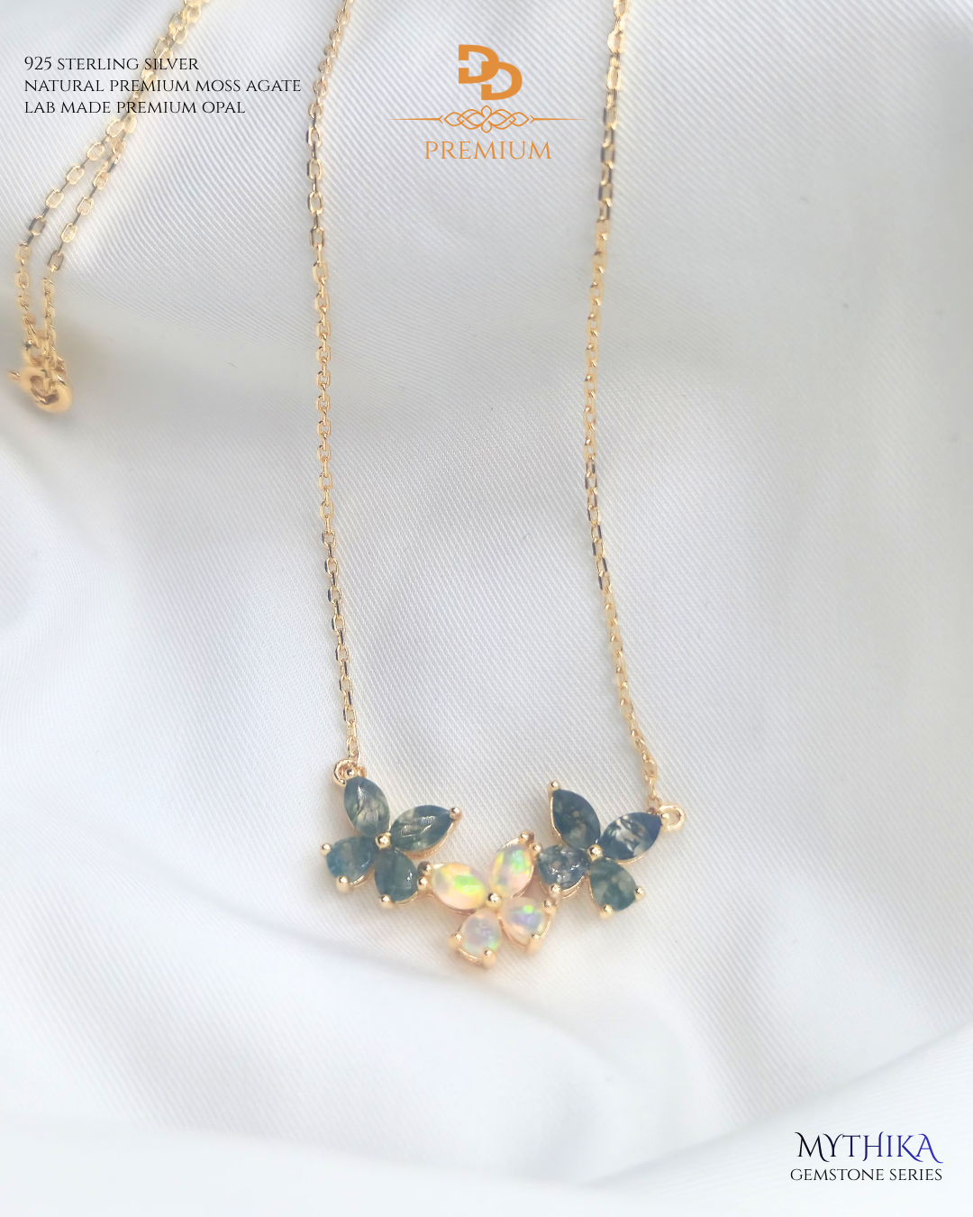 Serafina moss agate opal pendant necklace