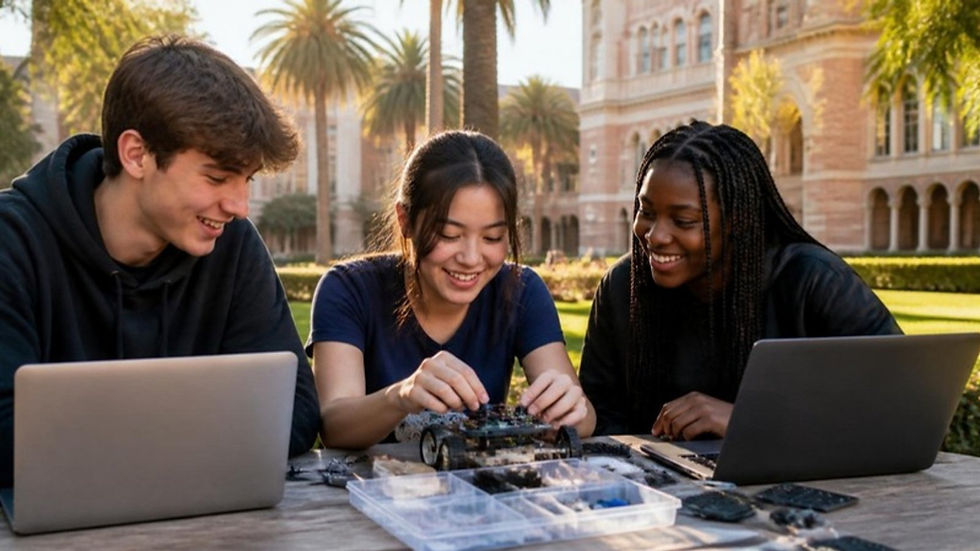 Teens building a robot on an LA campus, exploring summer programs for high school students in Los Angeles for 2027