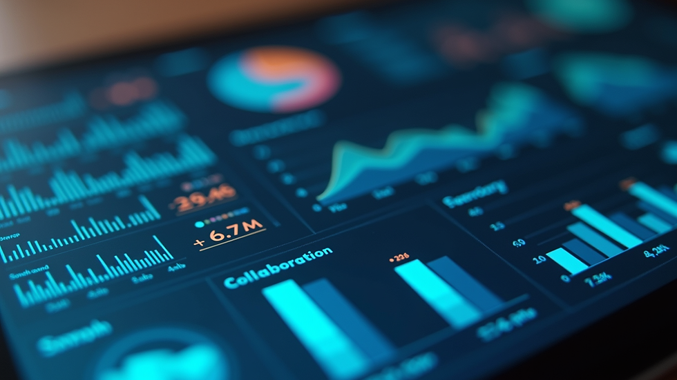 Close-up view of a digital marketing dashboard showing collaboration metrics