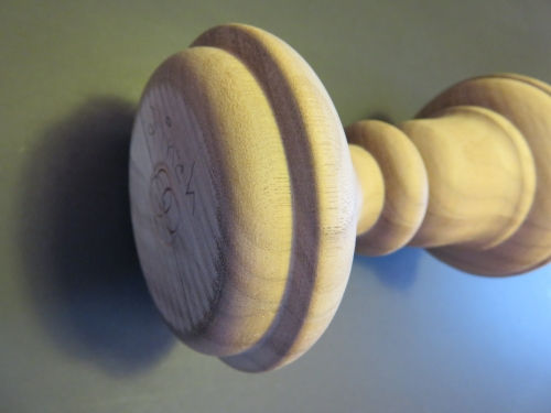 Thumbnail: 10 H x 3 W x 2 BASE Wood Finial. Choice: Cherry Mahogany Maple  Oak Walnut #22