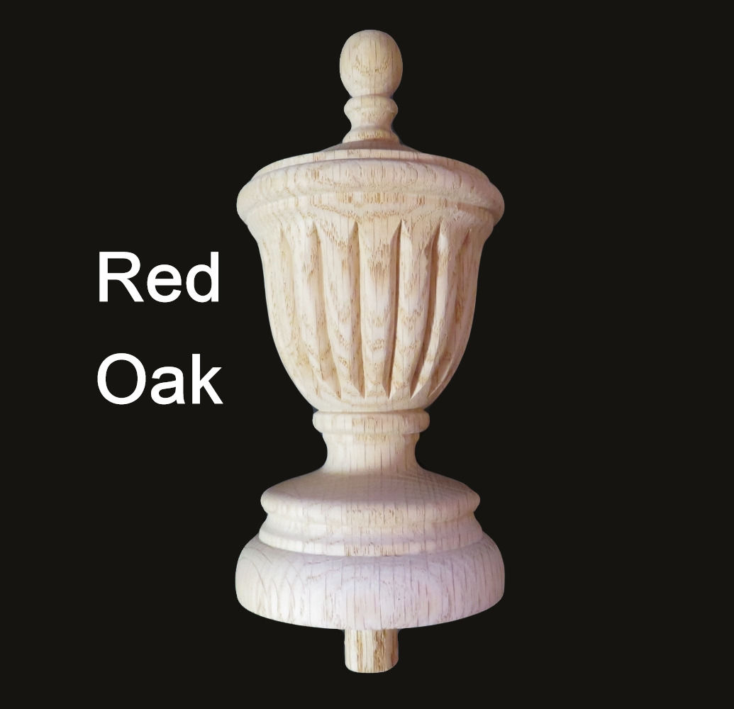 Red Oak Wood Newel post // Stair Finial. 8 1/4 H, 3 7/8 W. #46.