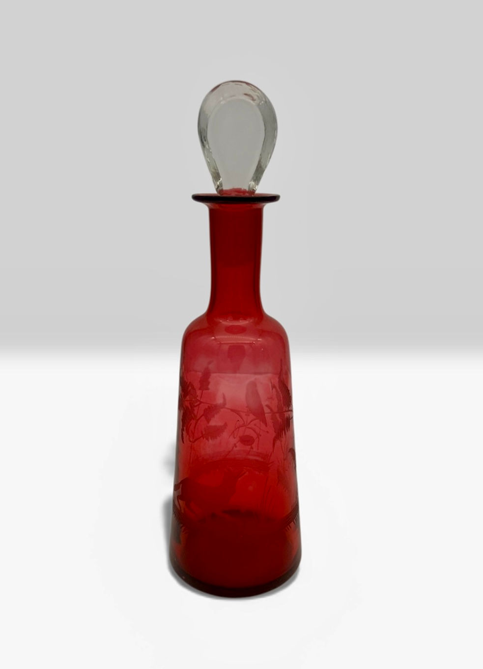Cranberry Etched Decanter
