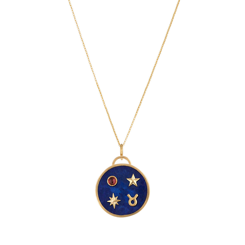 Miniatura: Pingente Signos Lápis Lazuli e Rodolita - redondo