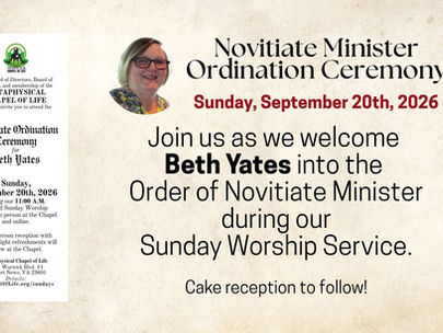 Novitiate Minister Ordination for Rev. Beth Yates — Congratulations, Rev. Yates!