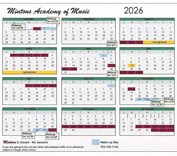2026 Claendar
