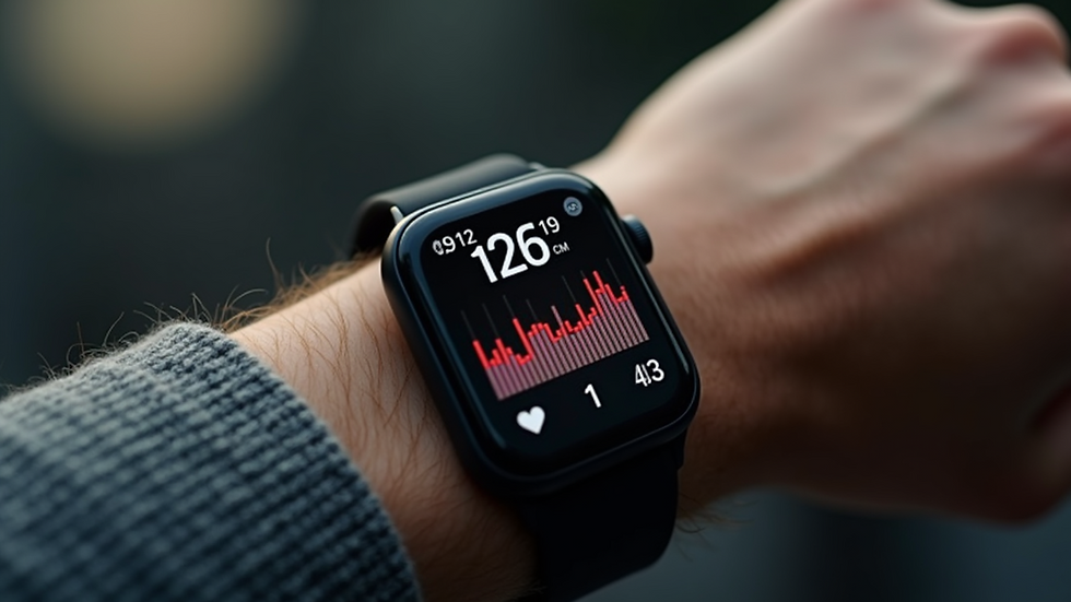 Close-up view of a smartwatch displaying health metrics