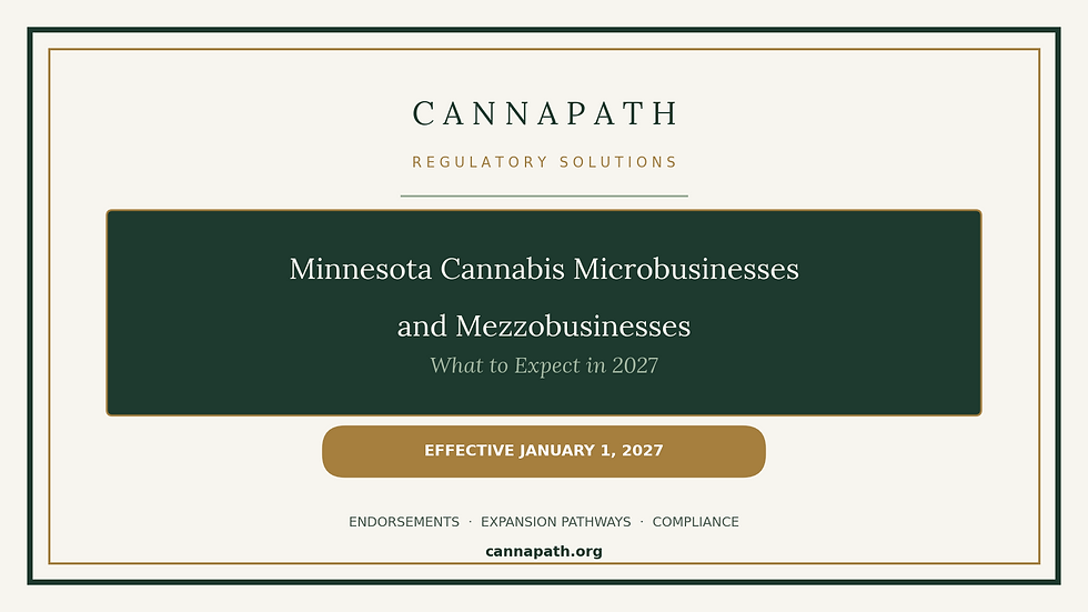 CannaPath title card for an article on what changes for Minnesota cannabis microbusinesses and mezzobusinesses on January 1, 2027