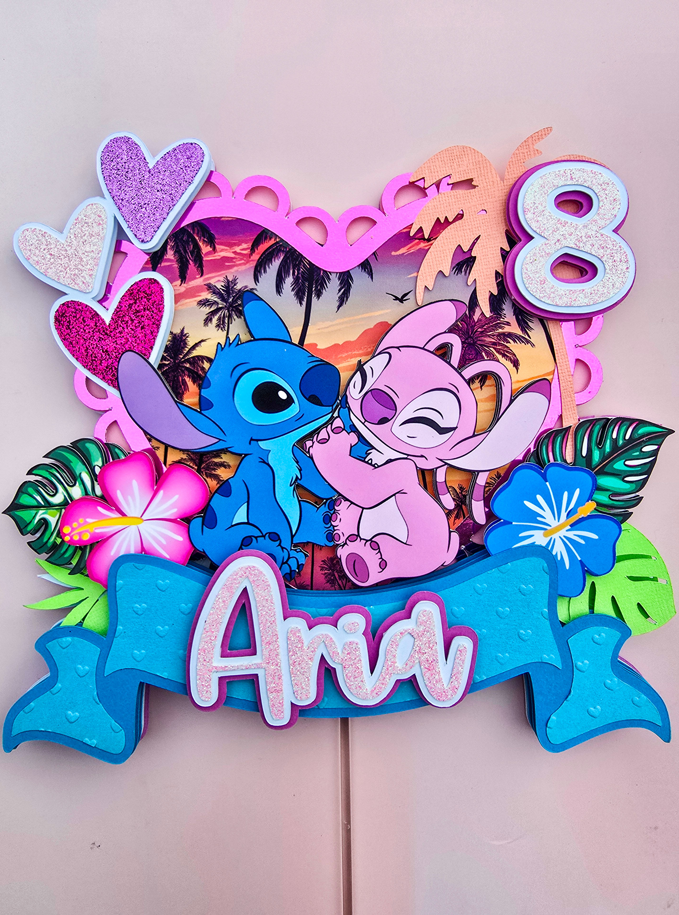 Stitch and Angel cake topper