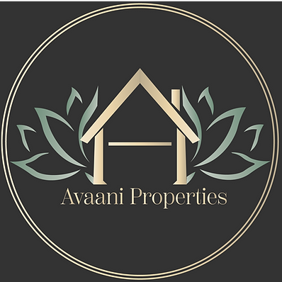 gold ombre outline of a house in a circle emblem, on a grey-black background