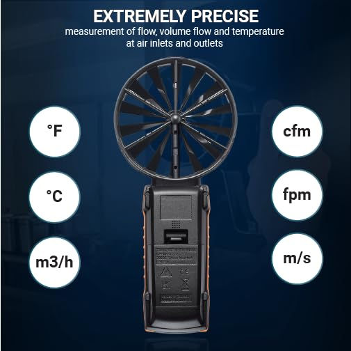 Miniatura: Anemometro Testo Kit 417 con imbuti di misurazione con connettività di applicaz