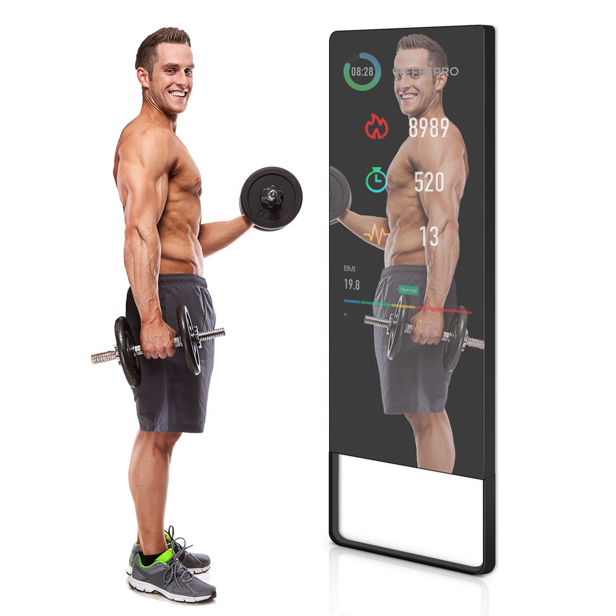 Specchio Fitness Intelligente con Personal Trainer AI, Schermo Touchscreen LCD