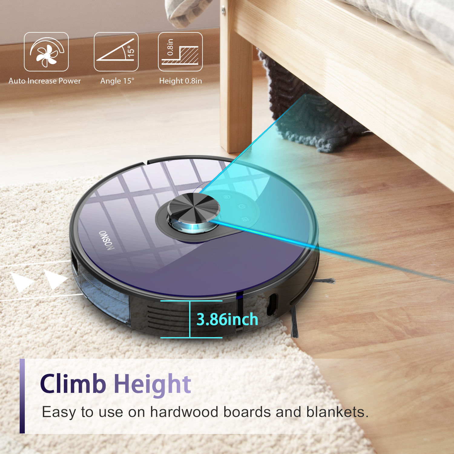 ONSON Household Intelligent Smart Vacuum Cleaner Automatic Wet Mopping and Sweep