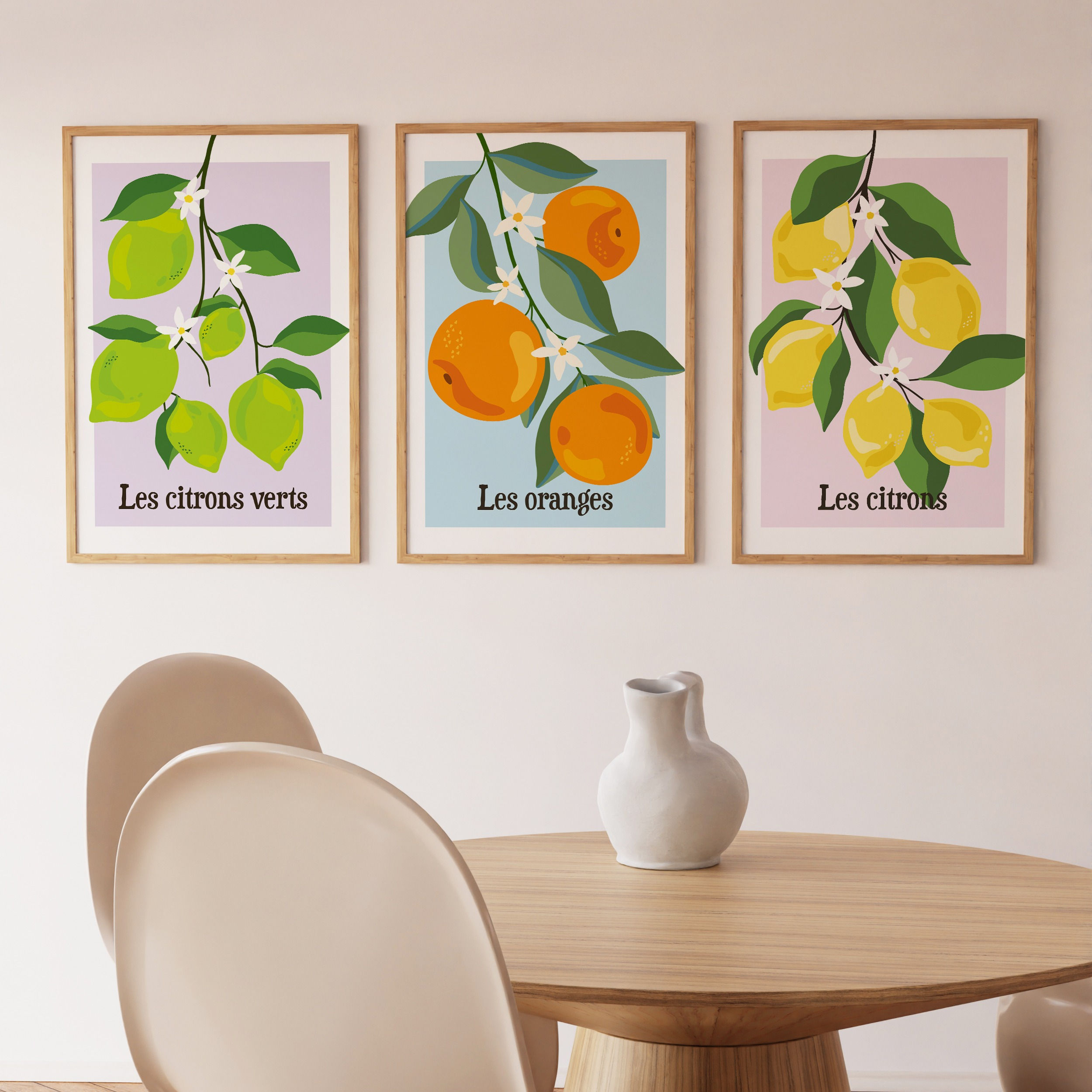 Set of 3 Colourful French Fruits Unframed Prints