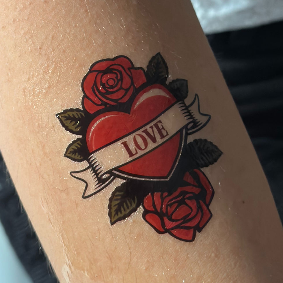 Thumbnail: Temporary tattoos of cats, skulls hearts and roses sheet of Halloween designs