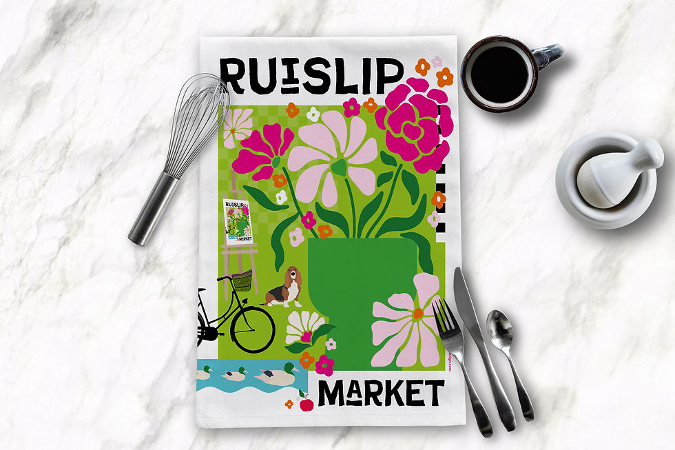 Thumbnail: Ruislip Market Colourful Tea Towel