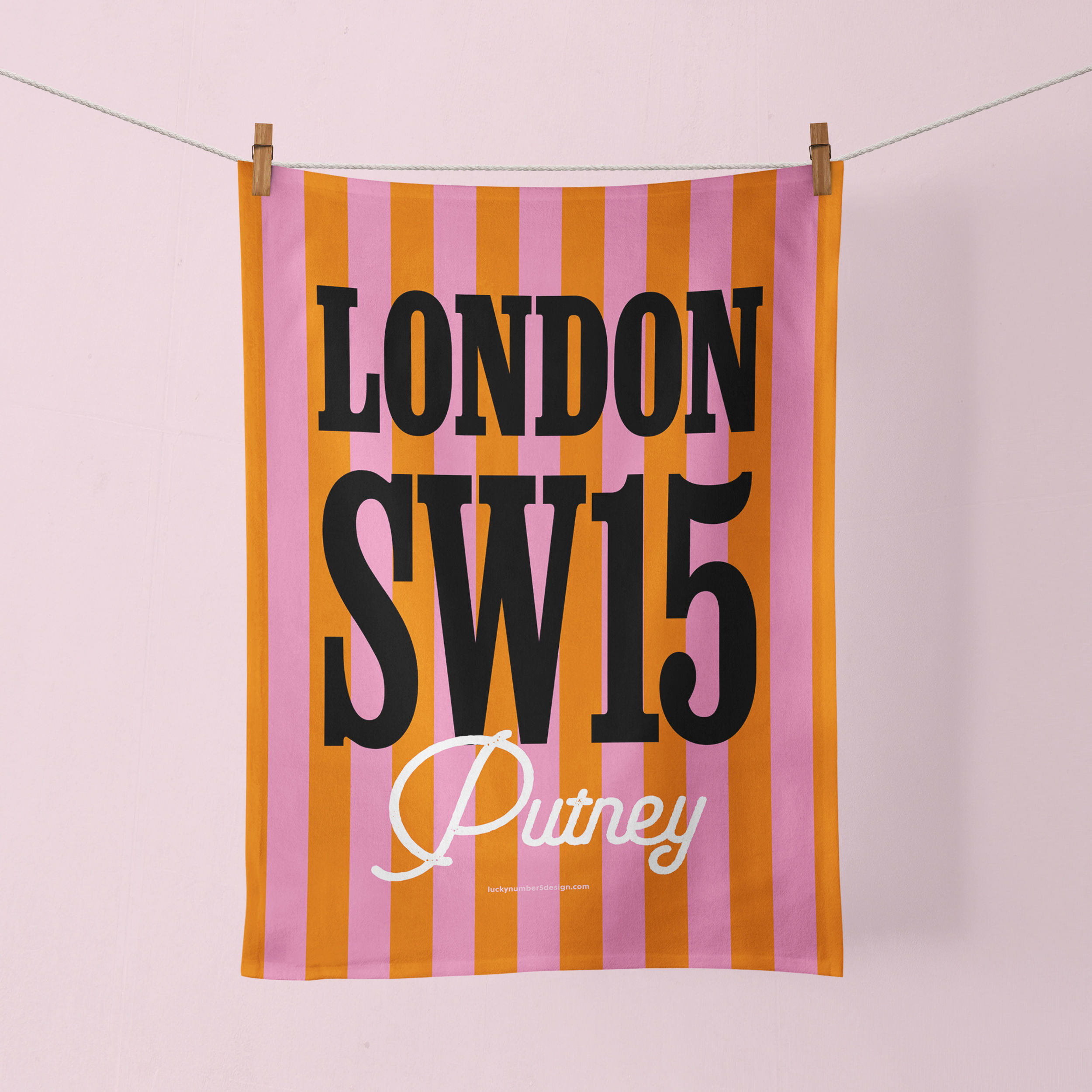 Putney London SW15 Bold Striped Tea Towel