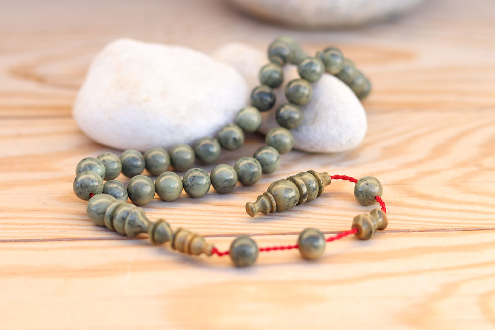 Thumbnail: Mastercrafted Olive Green Catalin Tasbih – Round Cut