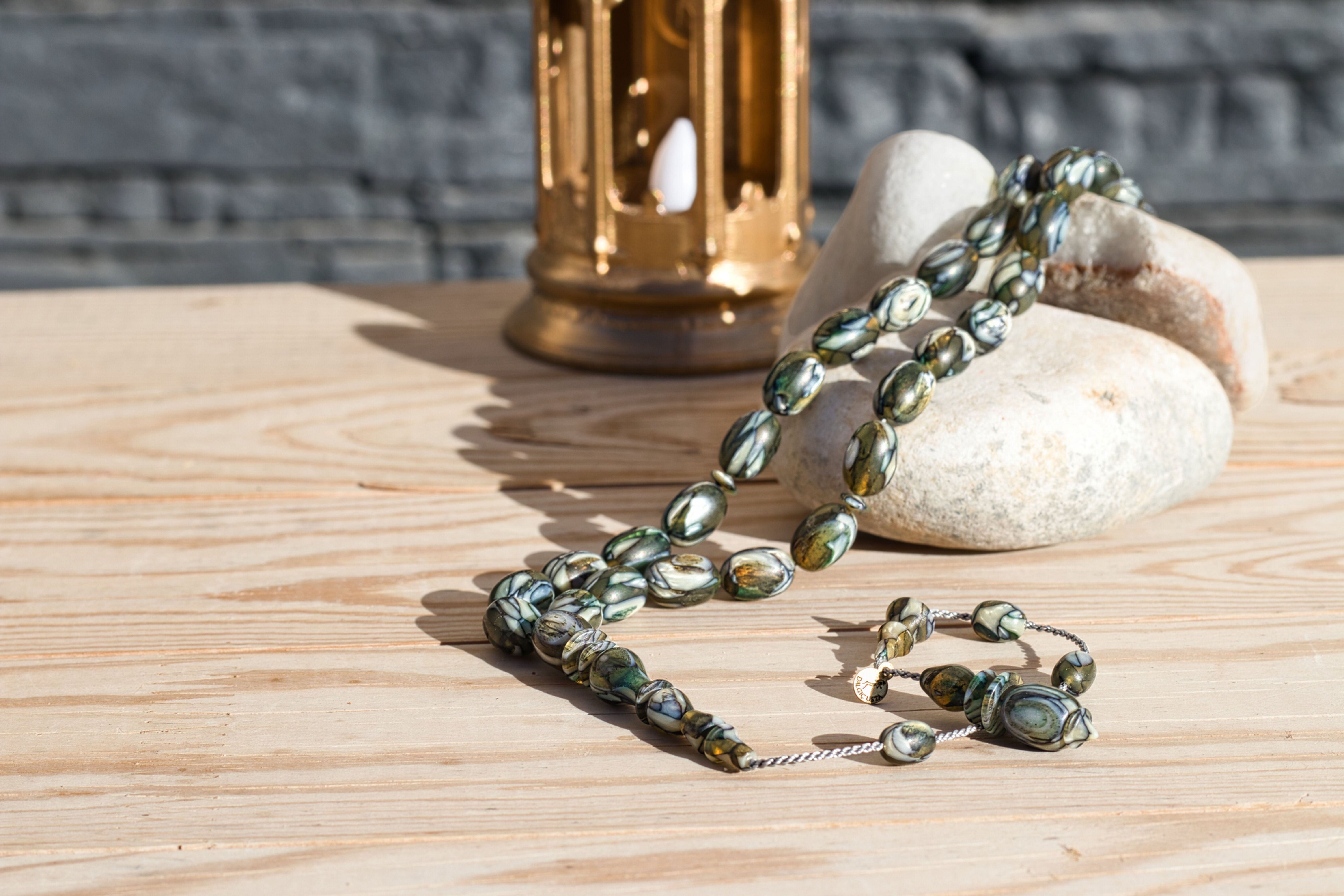 Mastercrafted by Dalgiç Dark Olive Galalith Tasbih – Oval Cut (One of a Kind)