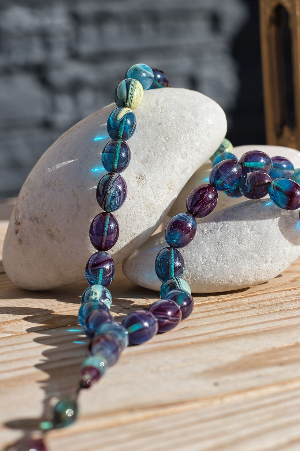 Miniaturbild: Mastercrafted by Ayhan Turan Galactic Purple & Blue Press Amber Tasbih – Beyzi C