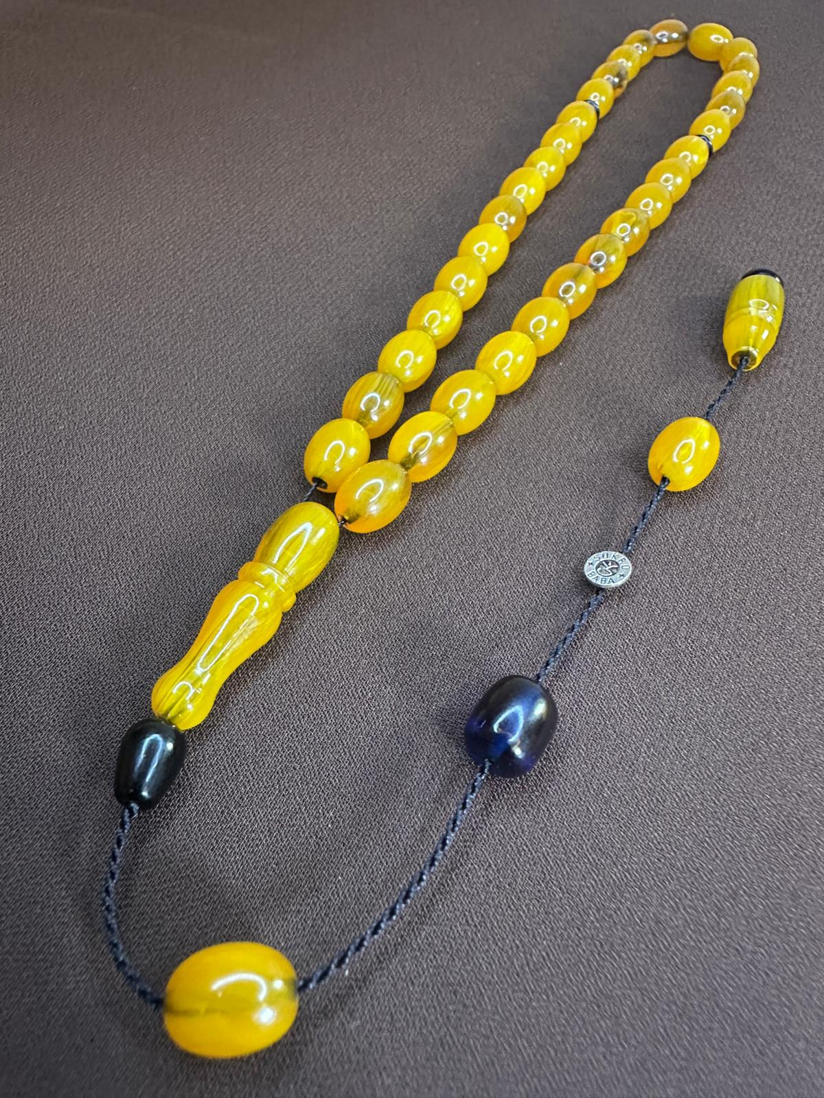 Mastercrafted by Şükrü Baba Yellow Pressed Amber Tasbih – Beyzi Cut