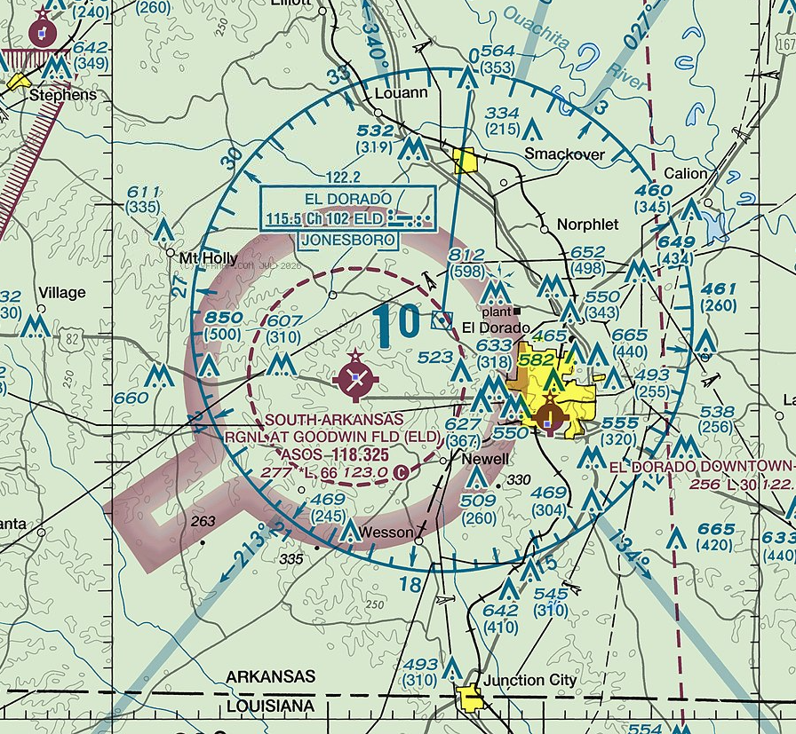Aeronautical chart of South Arkansas Regional at Goodwin Field.