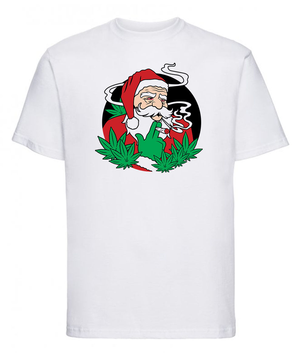 Santa Weed Cannabis High Christmas Unisex Funny Novelty Tshirt