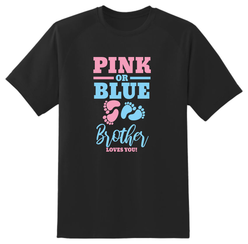 Pink or blue brother loves you Gender Reveal novelty Unisex T shirt Adults