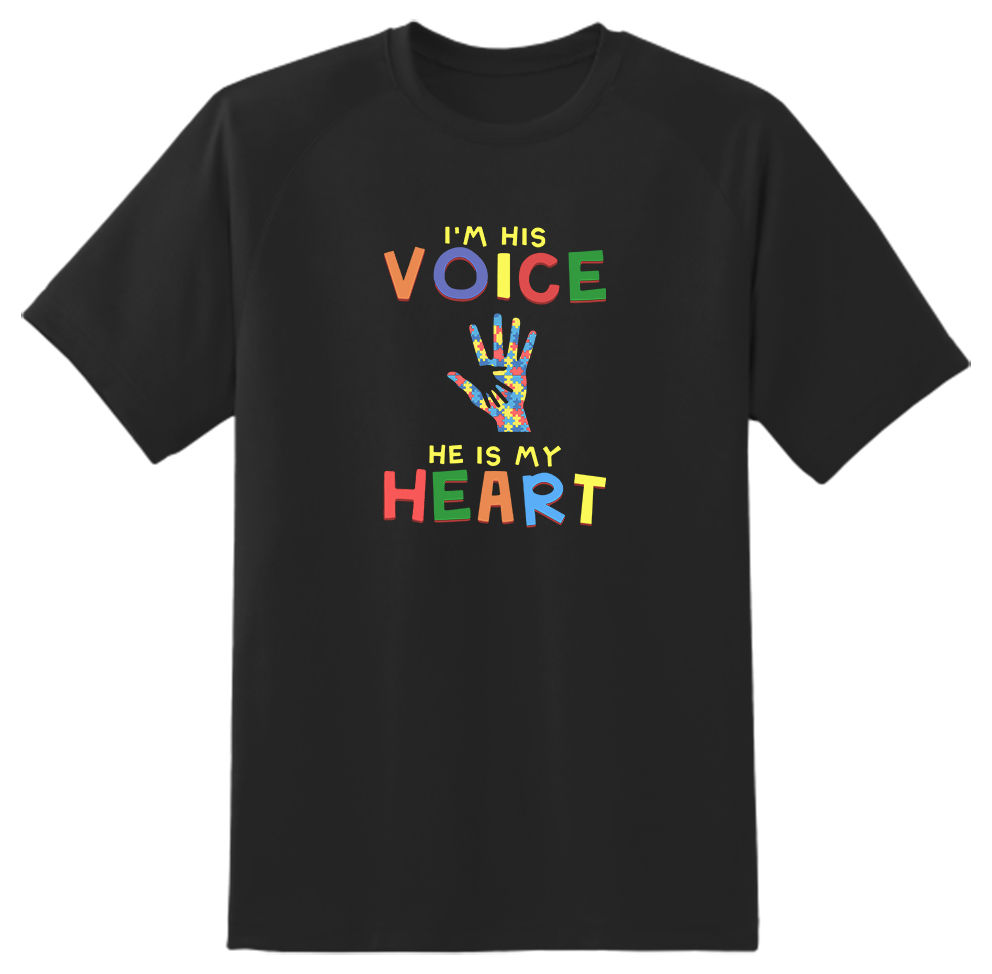 I'm His Voice He Is My Heart-Autism Awareness Adult Unisex T shirt