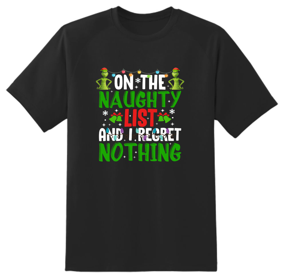 On The Naughty List-Christmas- Novelty- gift idea-Unisex T shirt
