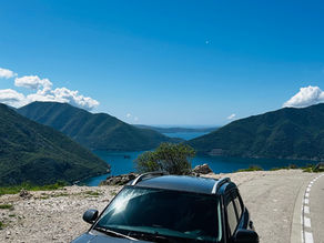 Car above the bay in Montenegro 