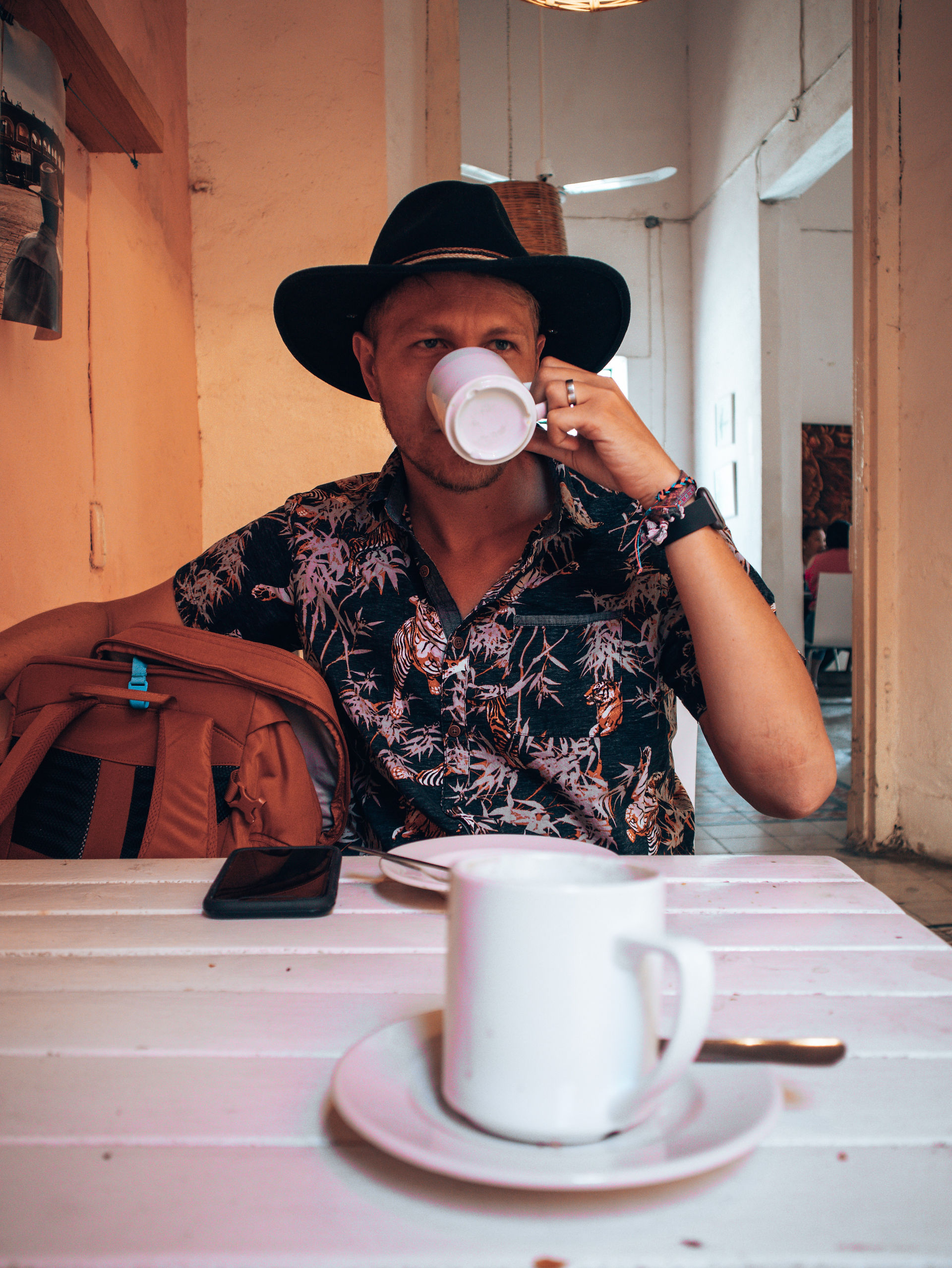 Drinking coffee in Merida Mexico
