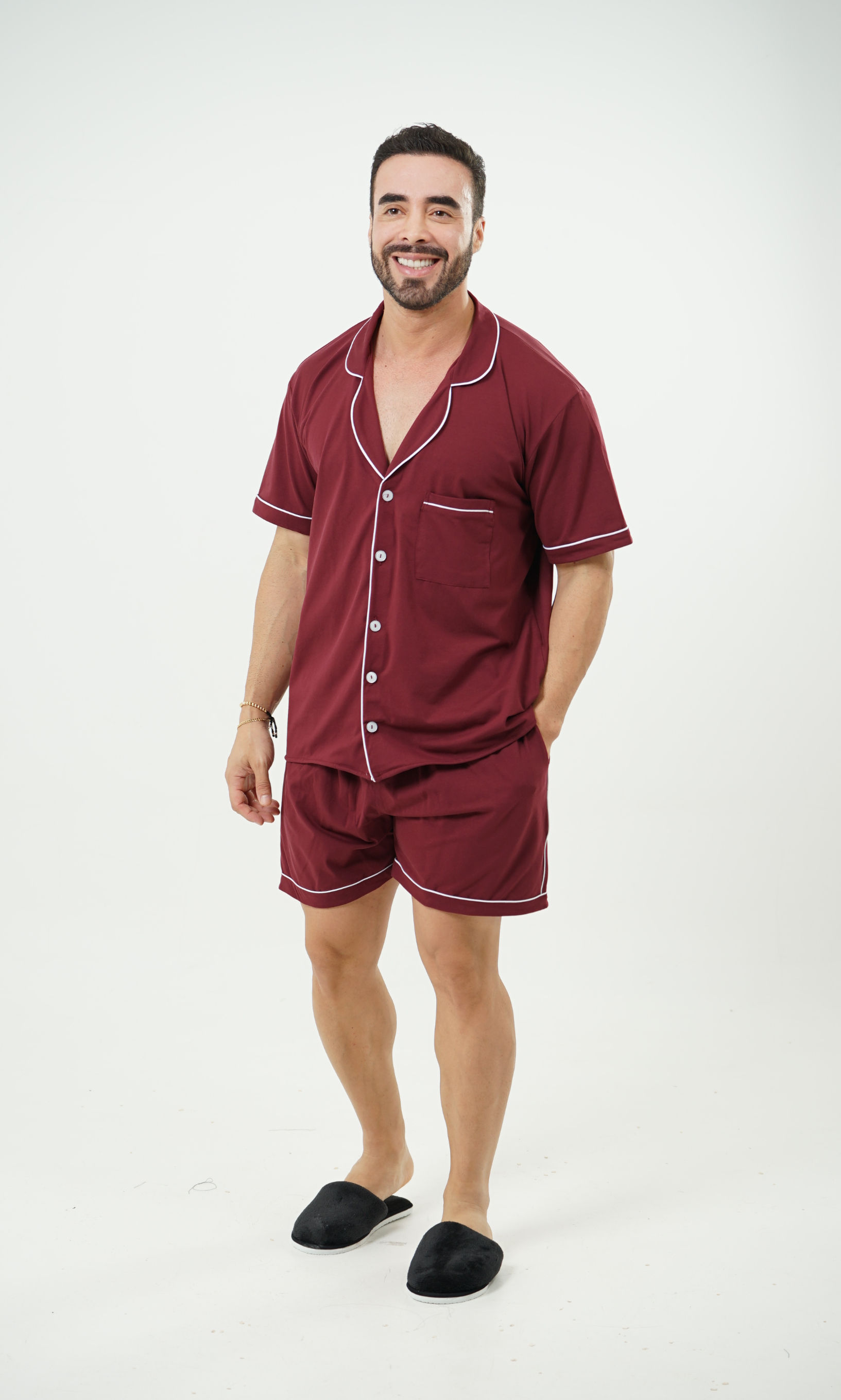 PIJAMA CORTA HOMBRE CLÁSICO BORGOÑA