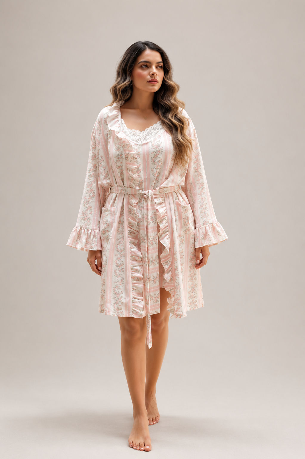 KIMONO MUJER BOLEROS FLORES ROSA