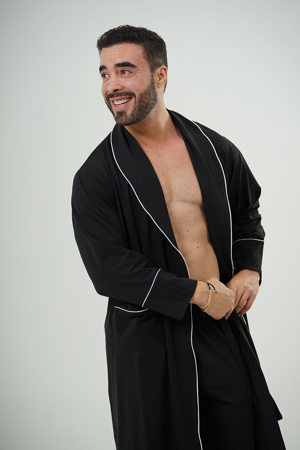 Miniatura: BATA KIMONO DE HOMBRE NEGRO | 100% Algodón Egipcio | Katty