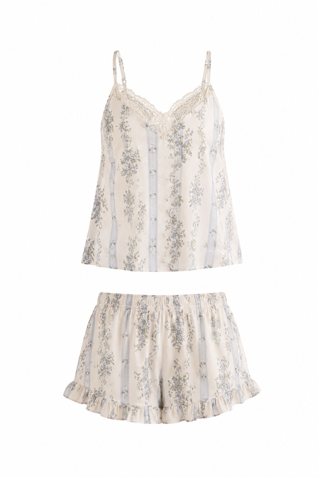 BLUSA Y SHORT BOLEROS FLORES AZUL