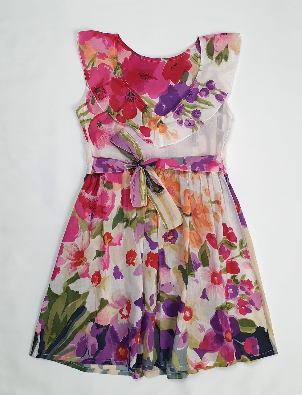 Miniature : Robe Col rond fille "Champ de fleurs" - Colorées - 18021FRBC