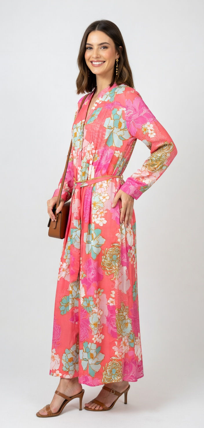 Miniature : Robe Longue Plissée -  Tangerine Dream - 20039RBLPL