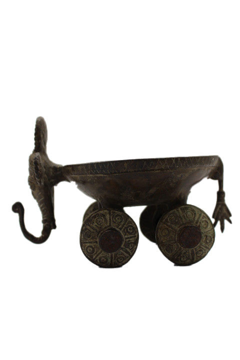 Miniature : Objet Pot Elephant roue Dhokra Bronze N360
