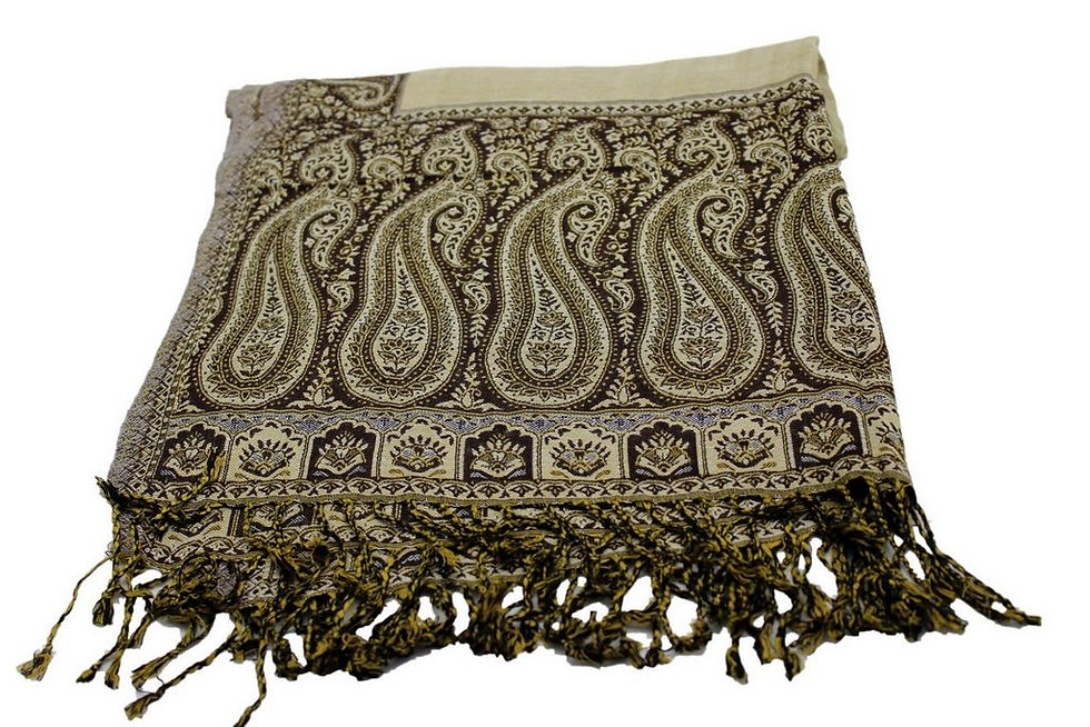 Miniature : Étole Viscose Unie Réversible  Bordure Motif  N13