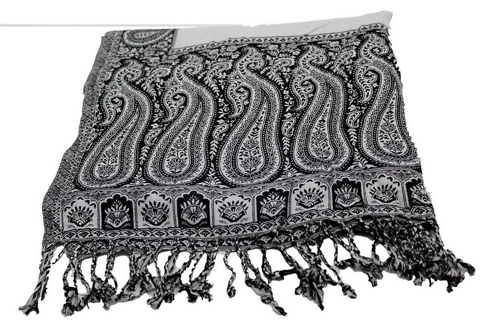 Miniature : Étole Viscose Unie Réversible  Bordure Motif  N15