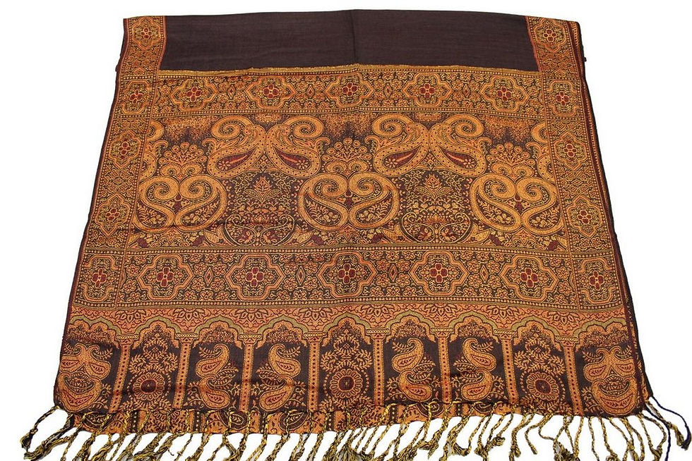 Miniature : Étole Viscose Unie Bordure Motif Cachemire N1