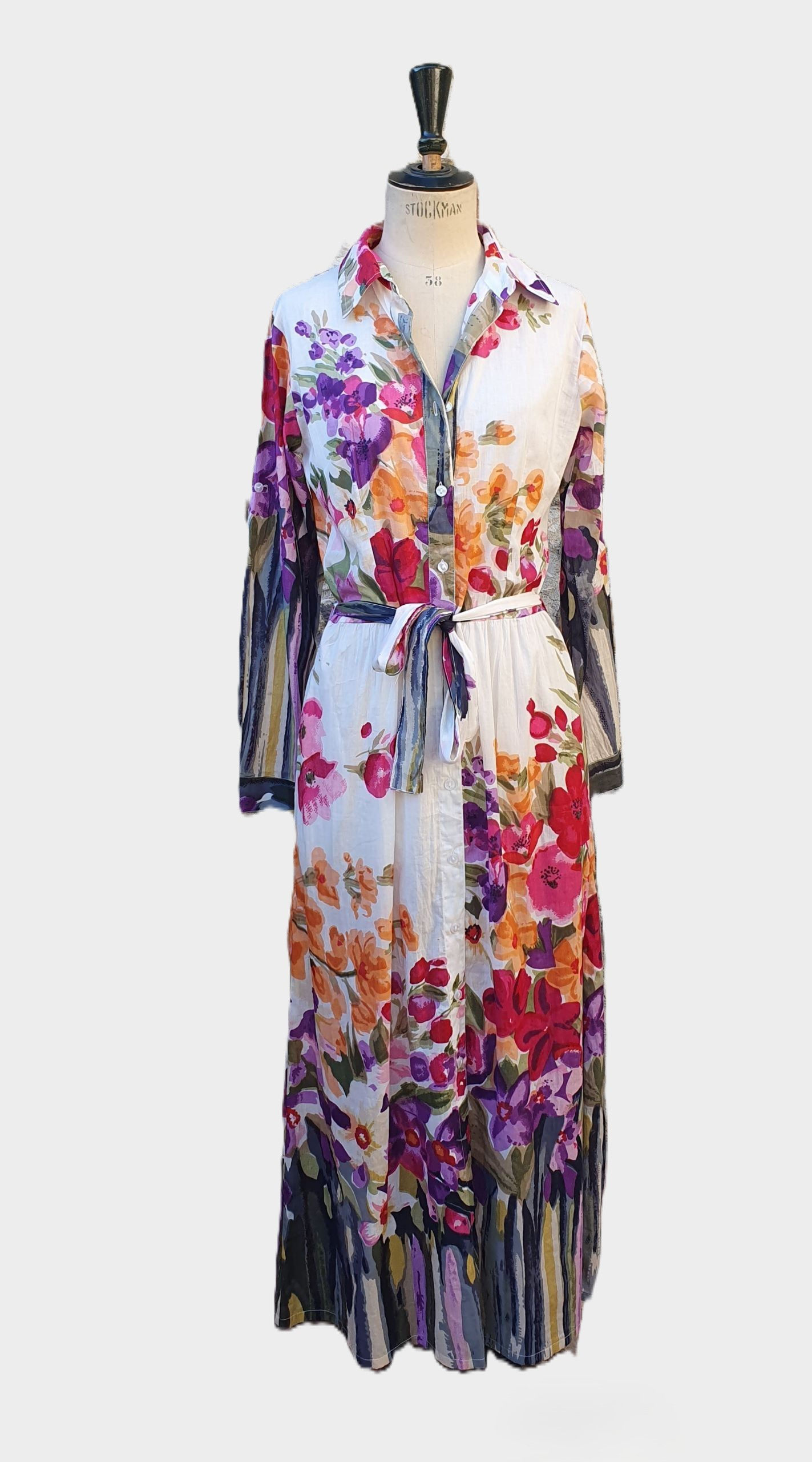 Robe Longue Chemise - Champ de fleurs - 20046RBLC