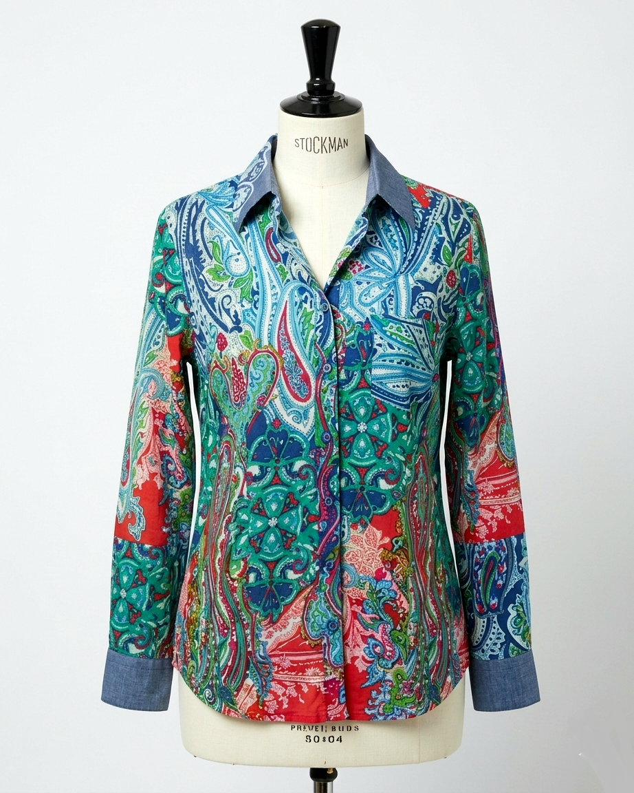Chemisier - Paisley - Bleu - 12037CH